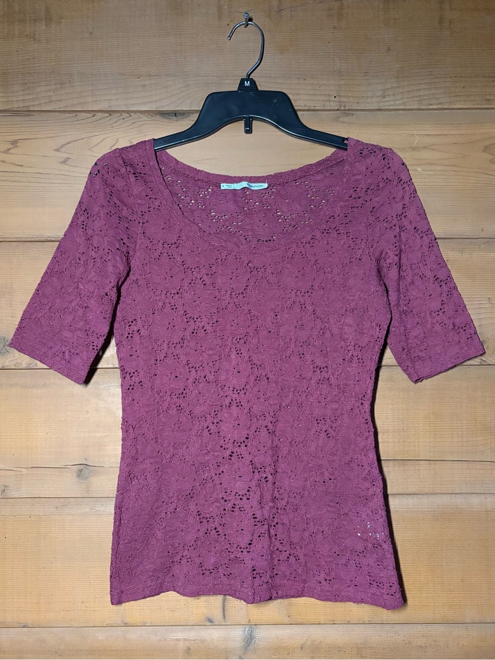 Maurices Burgundy Lace Top- Size Small- Floral Lace Feminine Top